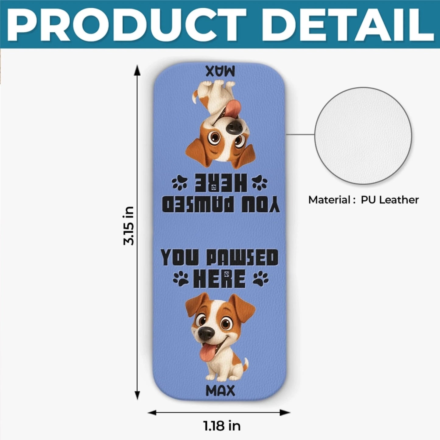 Customized Leather Magnetic Bookmark, Custom Gift For Dog Lovers and Book Lovers