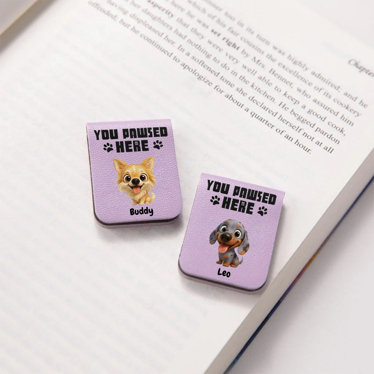 Customized Leather Magnetic Bookmark, Custom Gift For Dog Lovers and Book Lovers