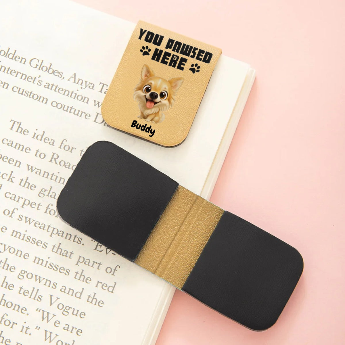 Customized Leather Magnetic Bookmark, Custom Gift For Dog Lovers and Book Lovers