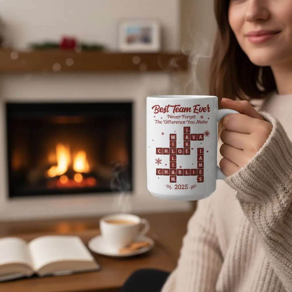 Personalized Scrabble Mug for office onboarding welcome gift 11oz