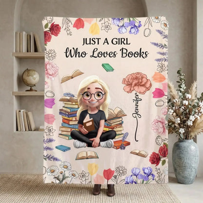 A cozy reading girl personalized blanket gift