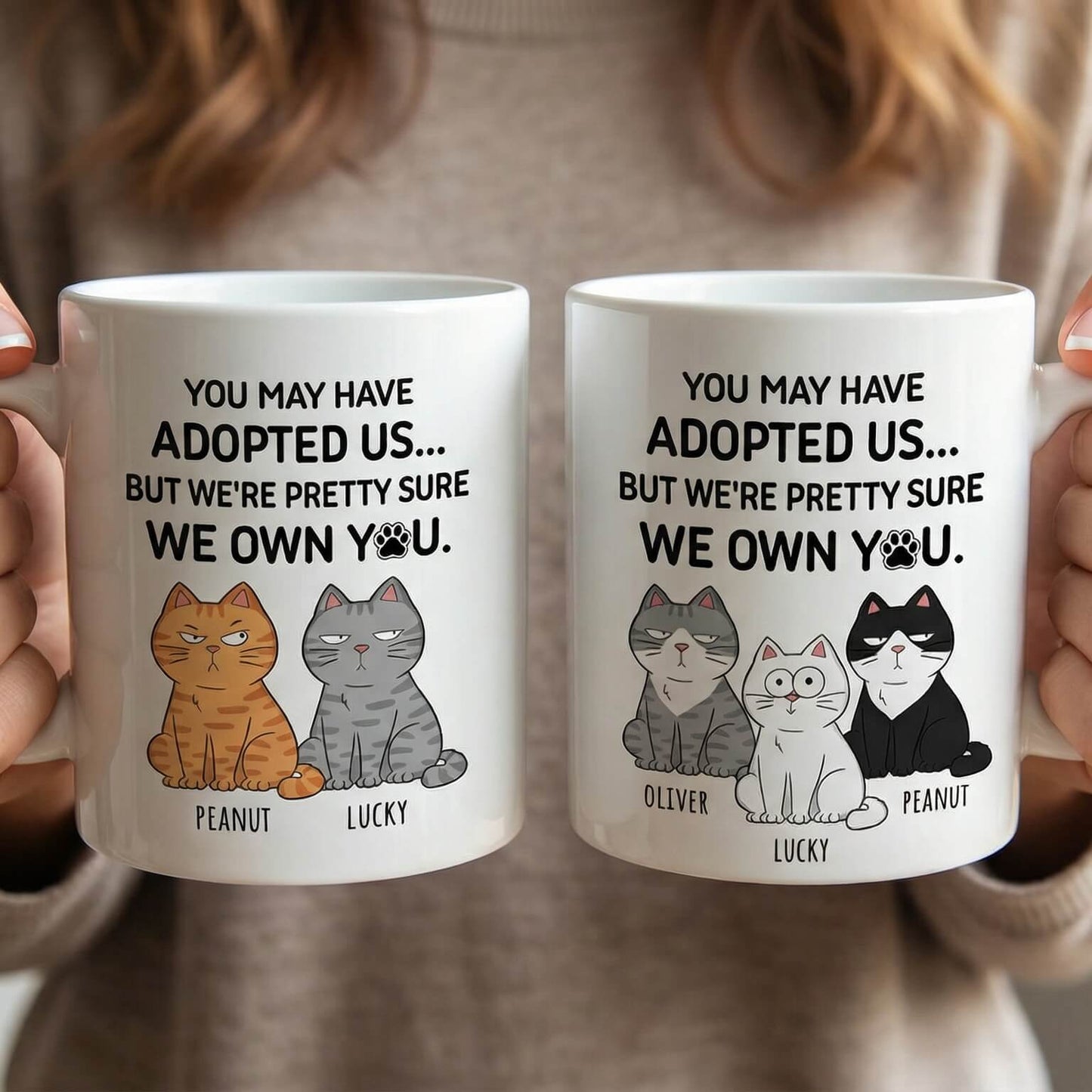 Personalized Custom Mug for Cat Lovers, Cat Mom, Cat Dad - You May Have Adopted Me But Pretty Sure I Own You