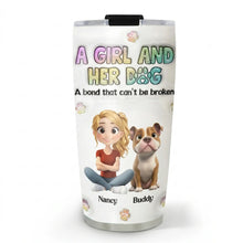 Beautiful custom coffee tumbler with 3D inflated effect dog design