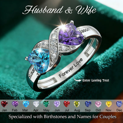 Personalized Birthstone & Name Infinity Ring For Couple