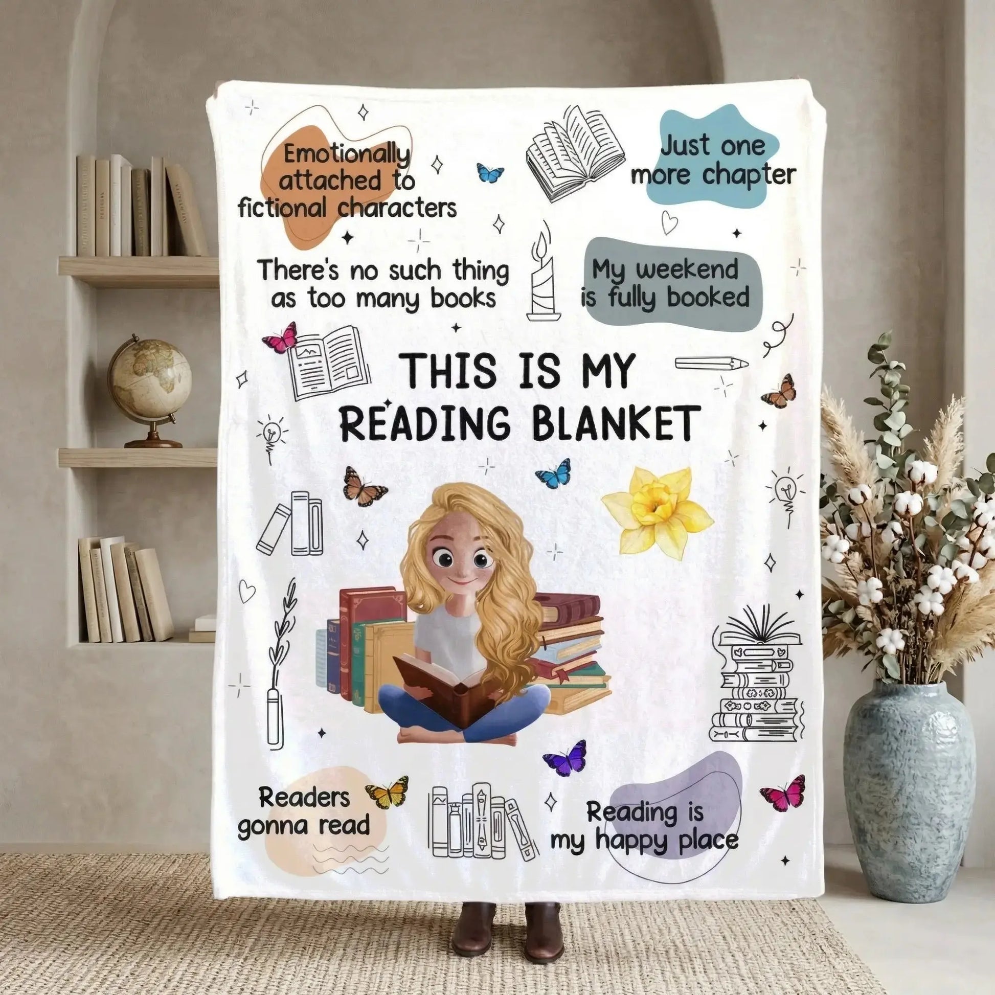 personalized bookish blanket