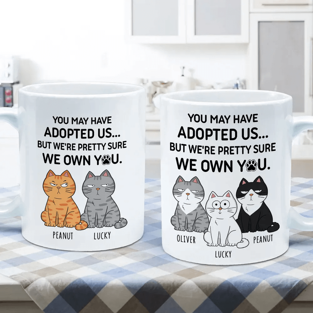 Personalized Custom Mug for Cat Lovers, Cat Mom, Cat Dad - You May Have Adopted Me But Pretty Sure I Own You