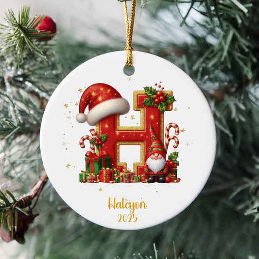 Customized Christmas Initial Ceramic Ornament for Family