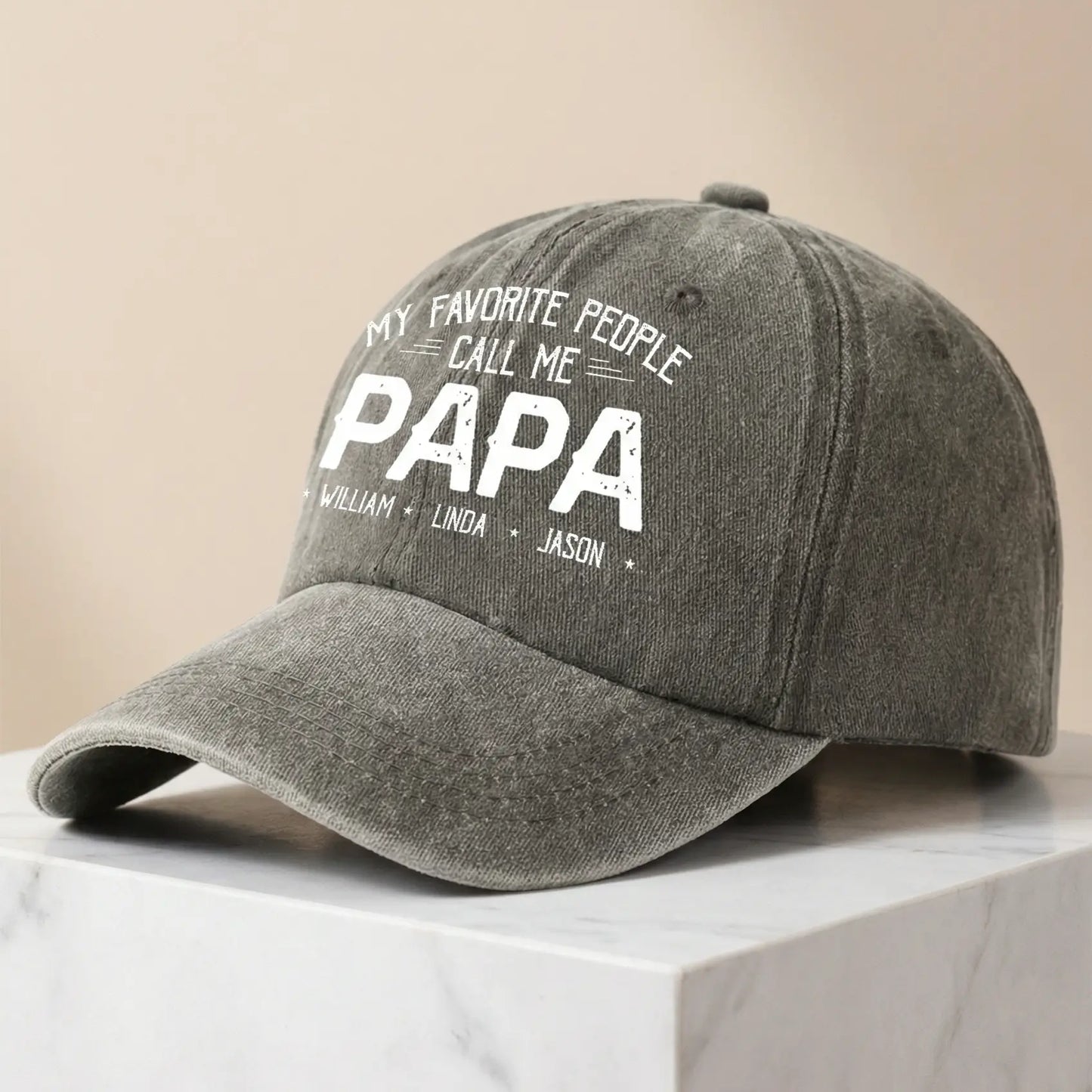 Personalized Washed Denim Cap - My Favorite People Call Me Dad