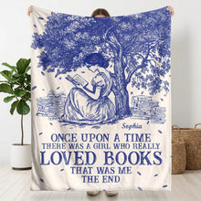 Toile de Jouy custom blanket with vintage aesthetic cartoon girl design