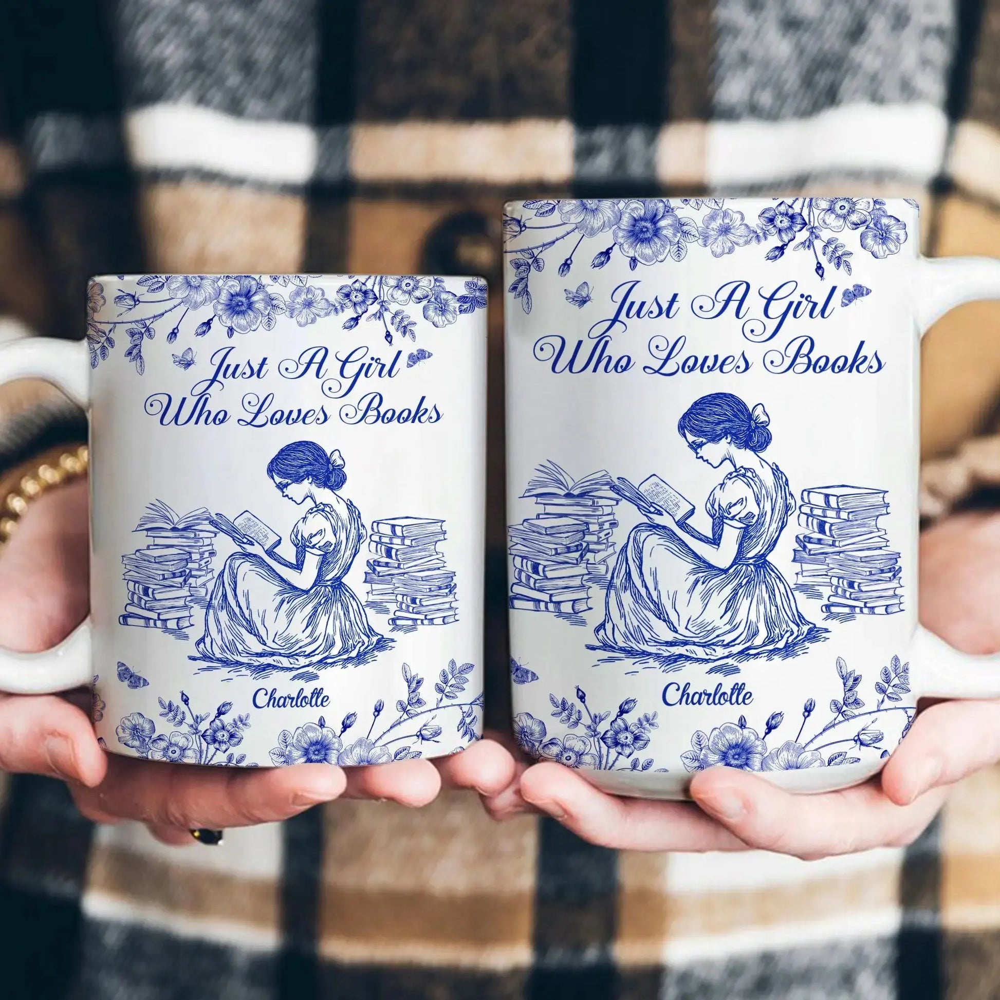 Woman holding her personalized mug