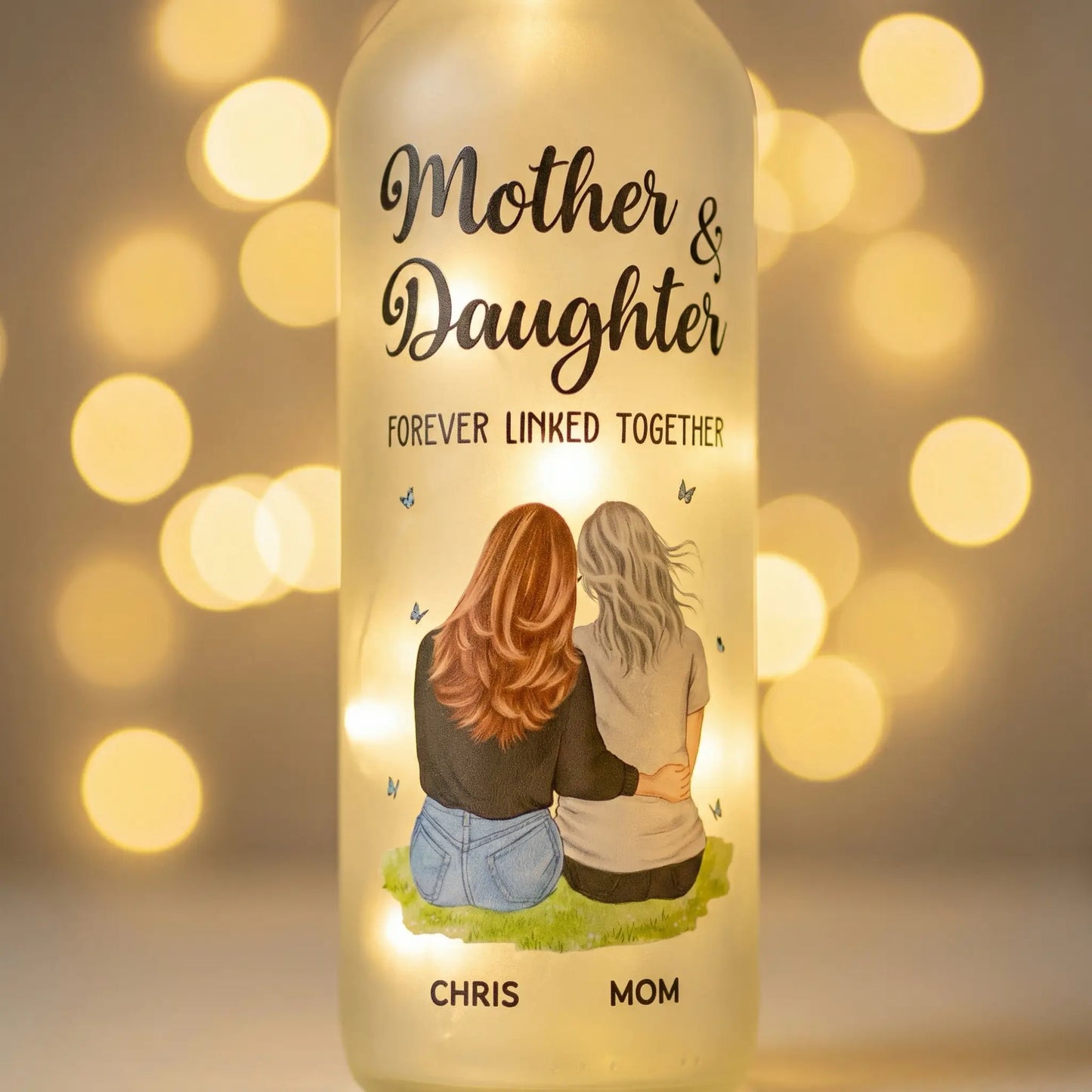 Warm LED personalized night light gift for mom illuminating dark room