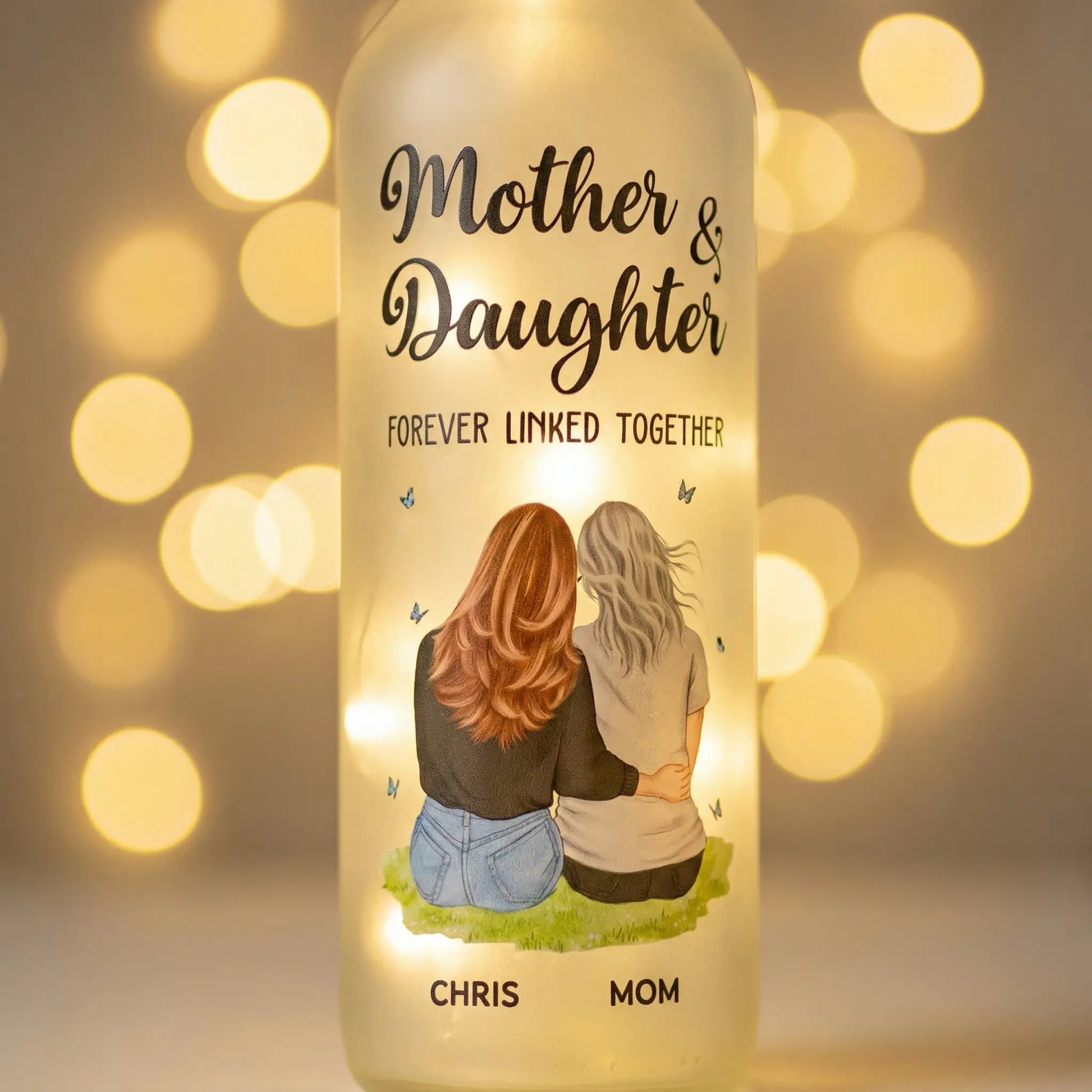 Warm LED personalized night light gift for mom illuminating dark room