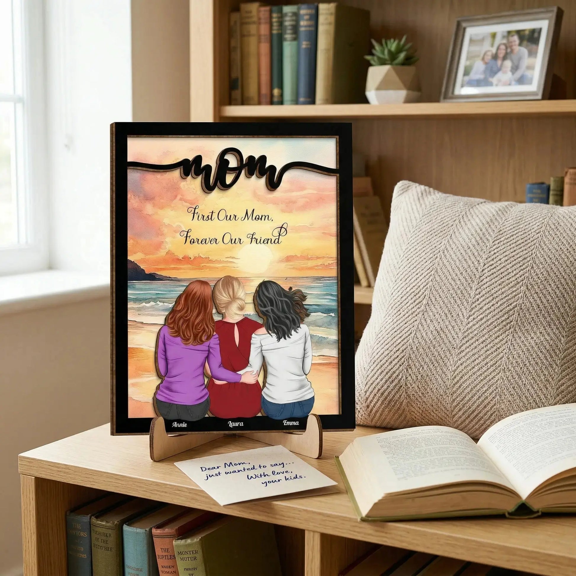 First my mom forever my friend custom gift double layered wood