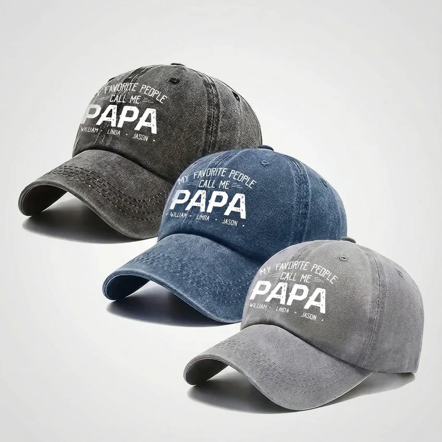 Personalized Washed Denim Cap - My Favorite People Call Me Dad