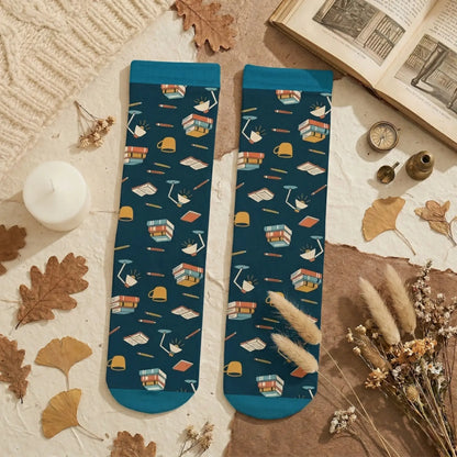 premium nylon on custom book socks for book lovers