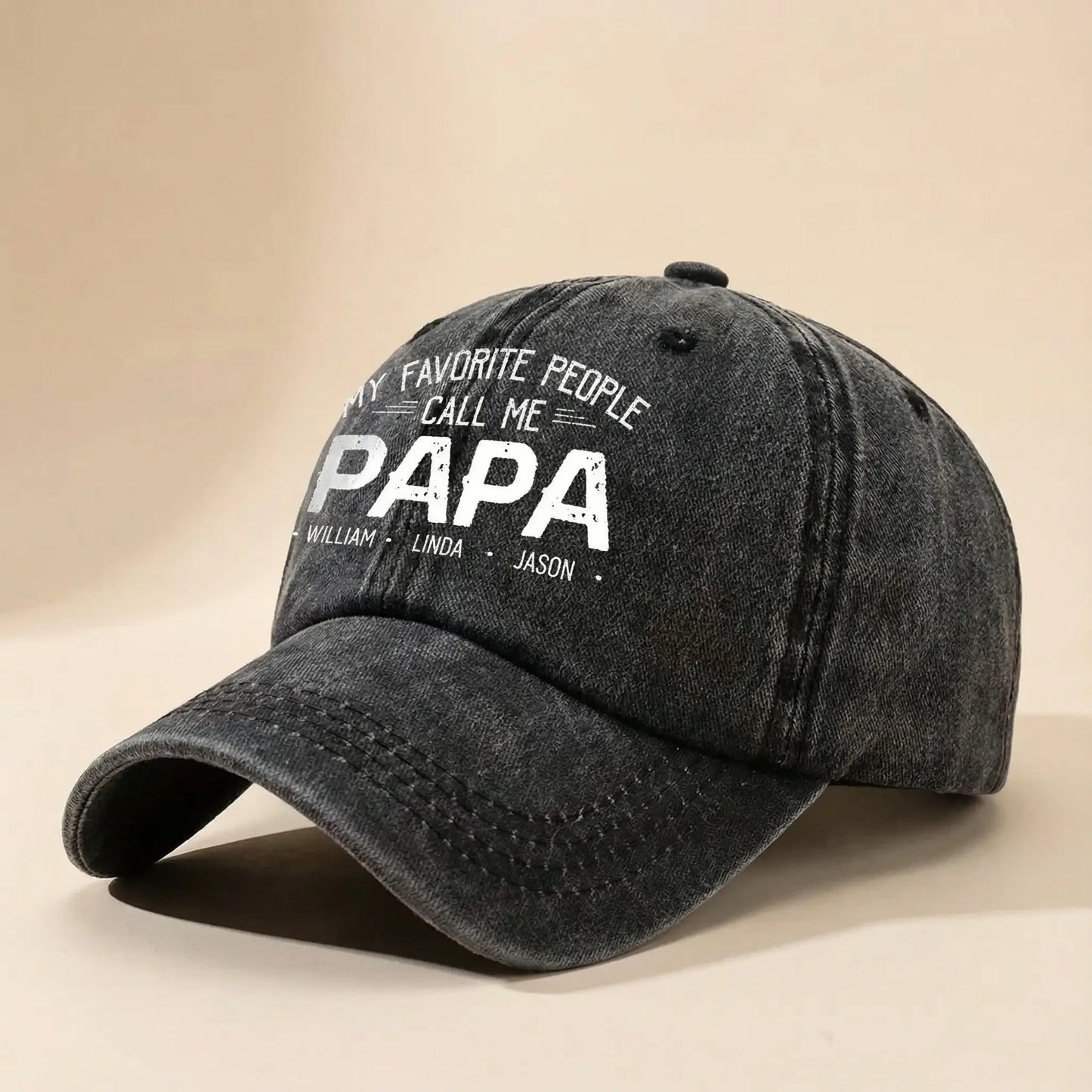 Personalized Washed Denim Cap - My Favorite People Call Me Dad