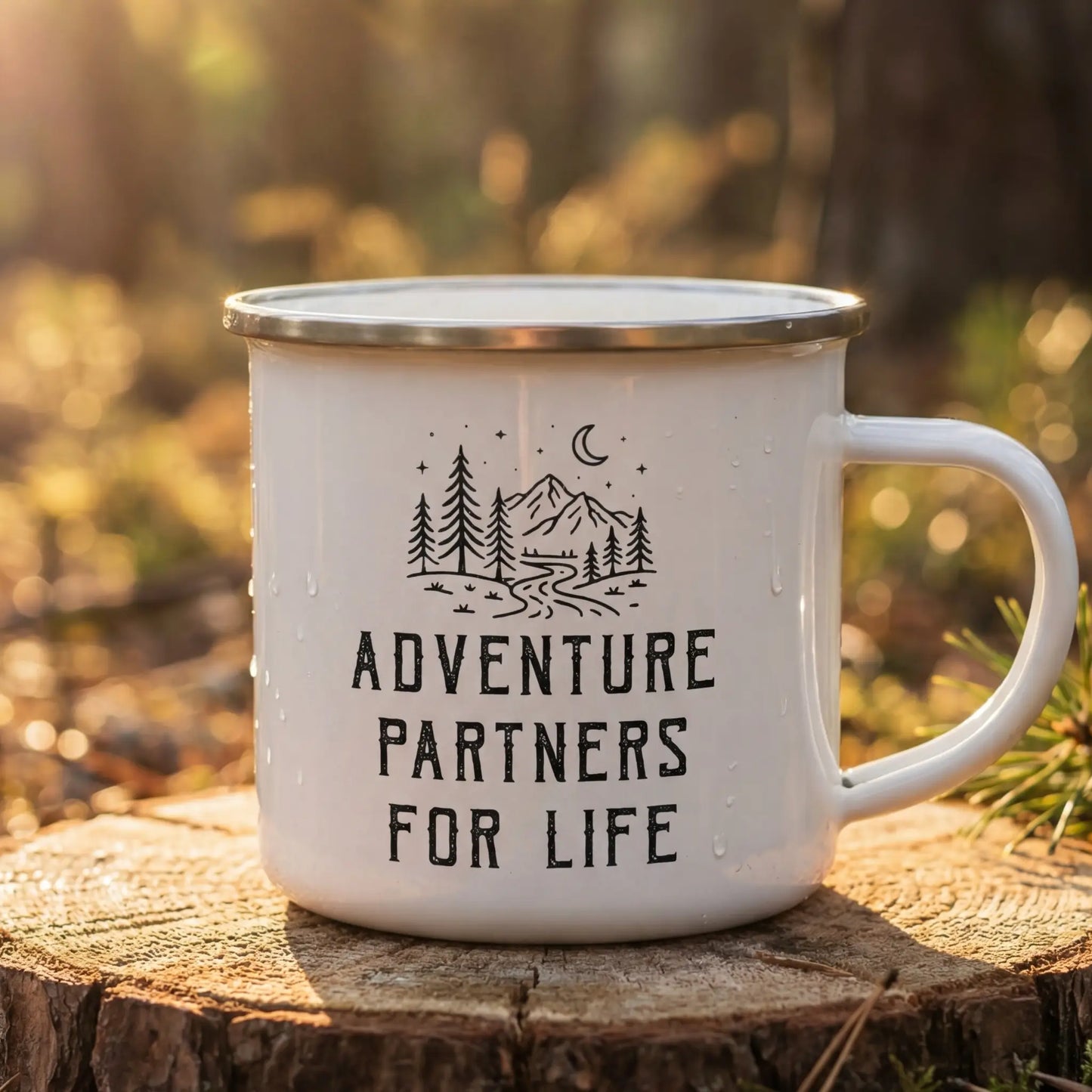 Personalized Custom Enamel Mug-Adventure Partners For Life Couple Gift