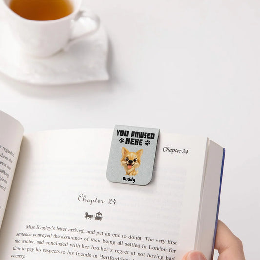 Customized Leather Magnetic Bookmark, Custom Gift For Dog Lovers and Book Lovers