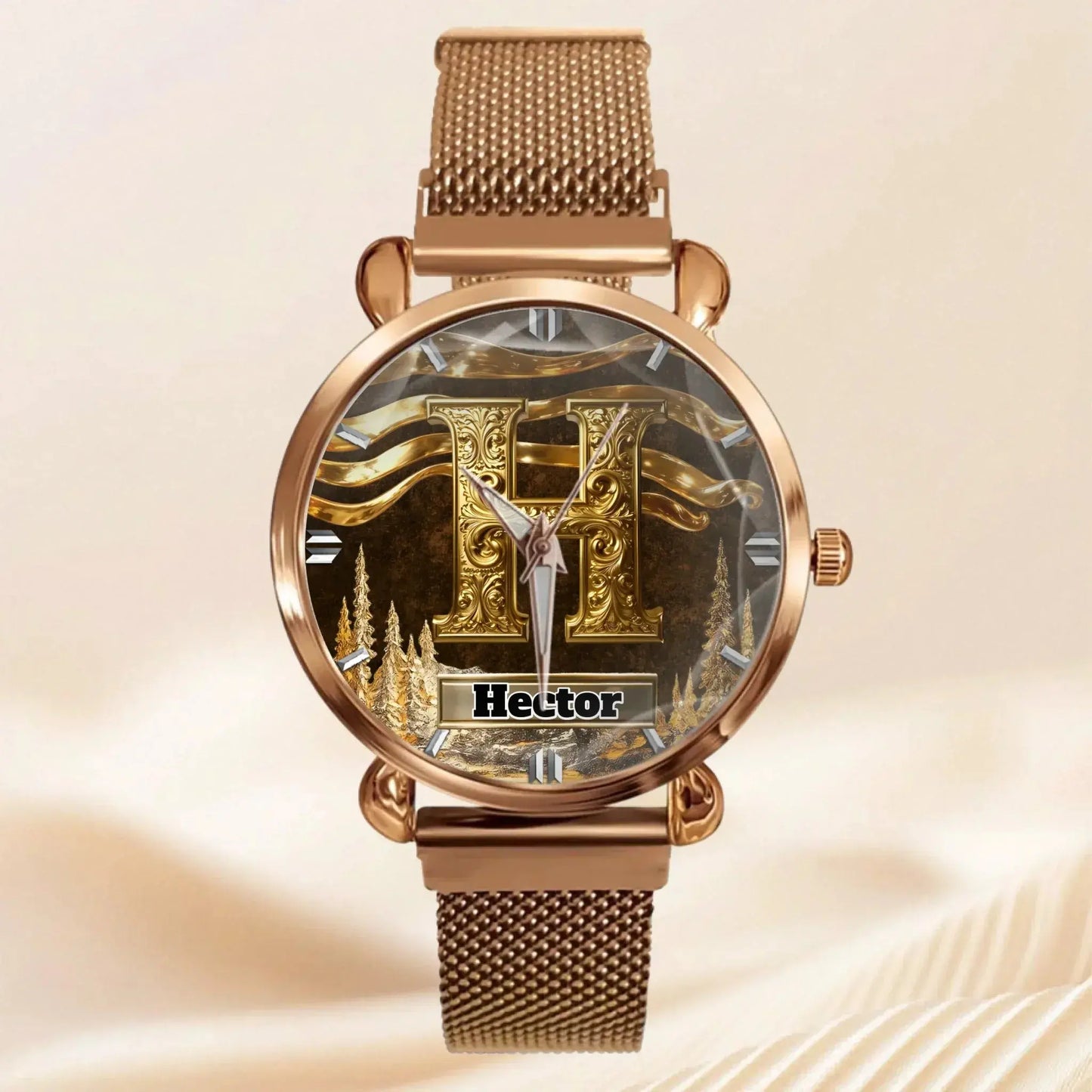 Personalized Initial Metal-look Dial Pattern Watch - A Meaningful Memento for Him or Her Tailsprouts