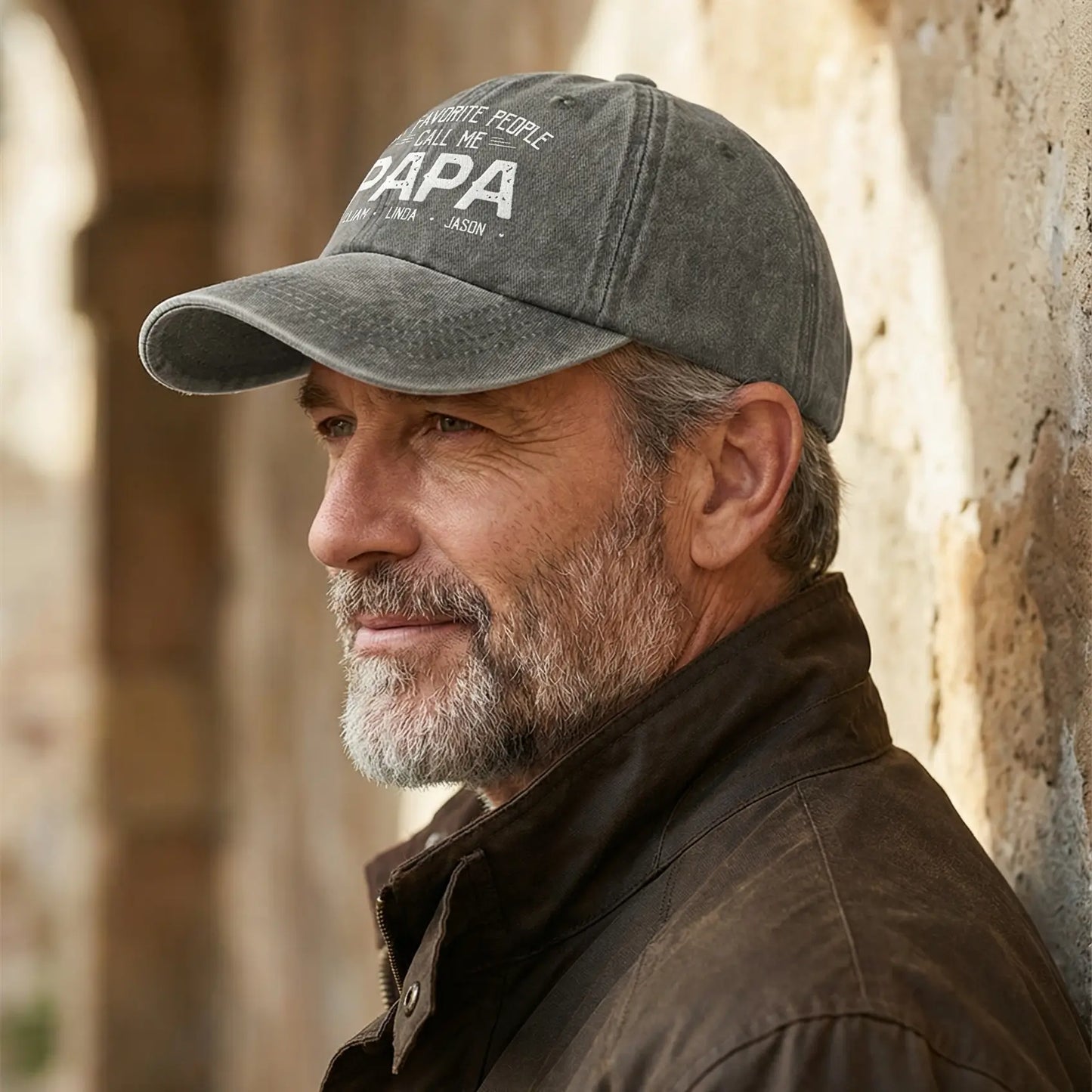 Personalized Washed Denim Cap - My Favorite People Call Me Dad