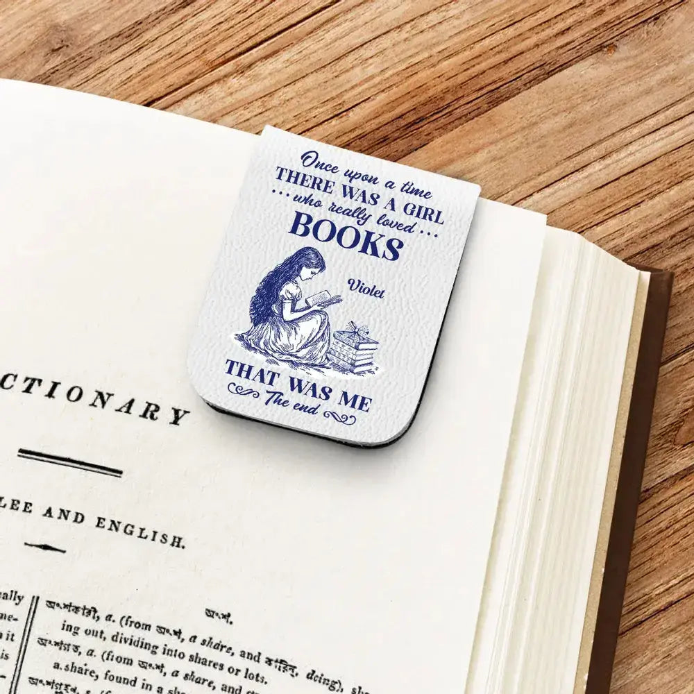 Friends exchanging a personalized custom leather bookmark before the autumn semester.