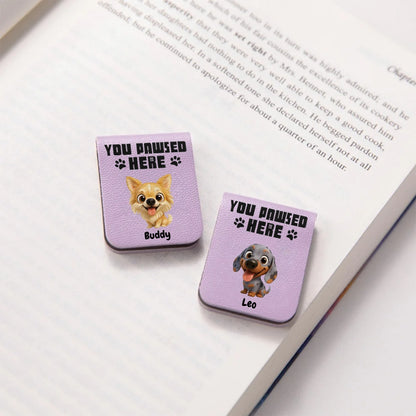 Customized Leather Magnetic Bookmark, Custom Gift For Dog Lovers and Book Lovers