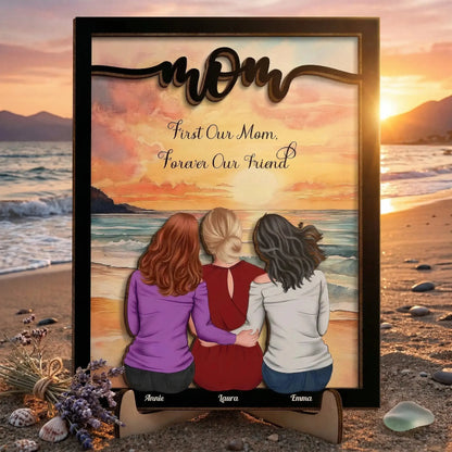 Mother and children avatar wood sign given by daughter