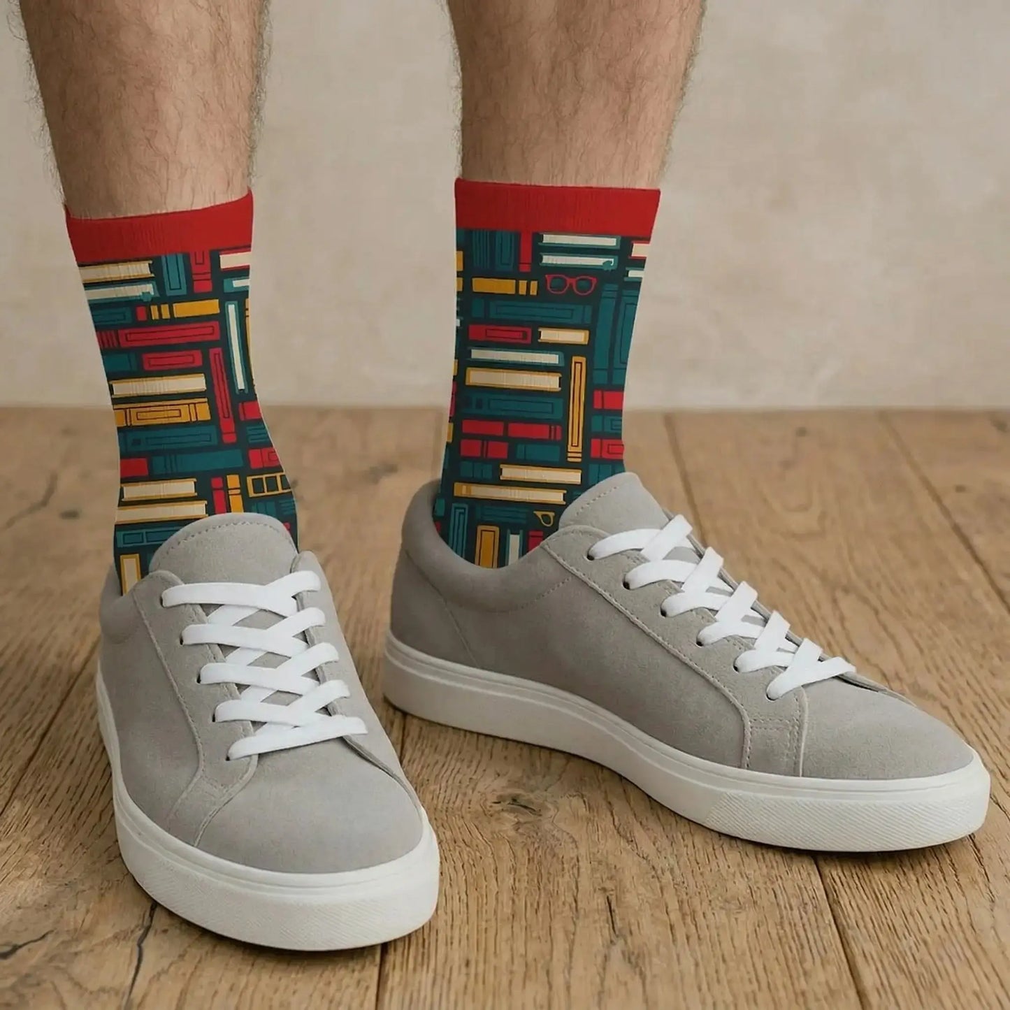 wearing cozy custom crew socks