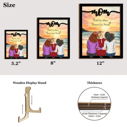 Personalized double layer wooden plaque for mom with custom names