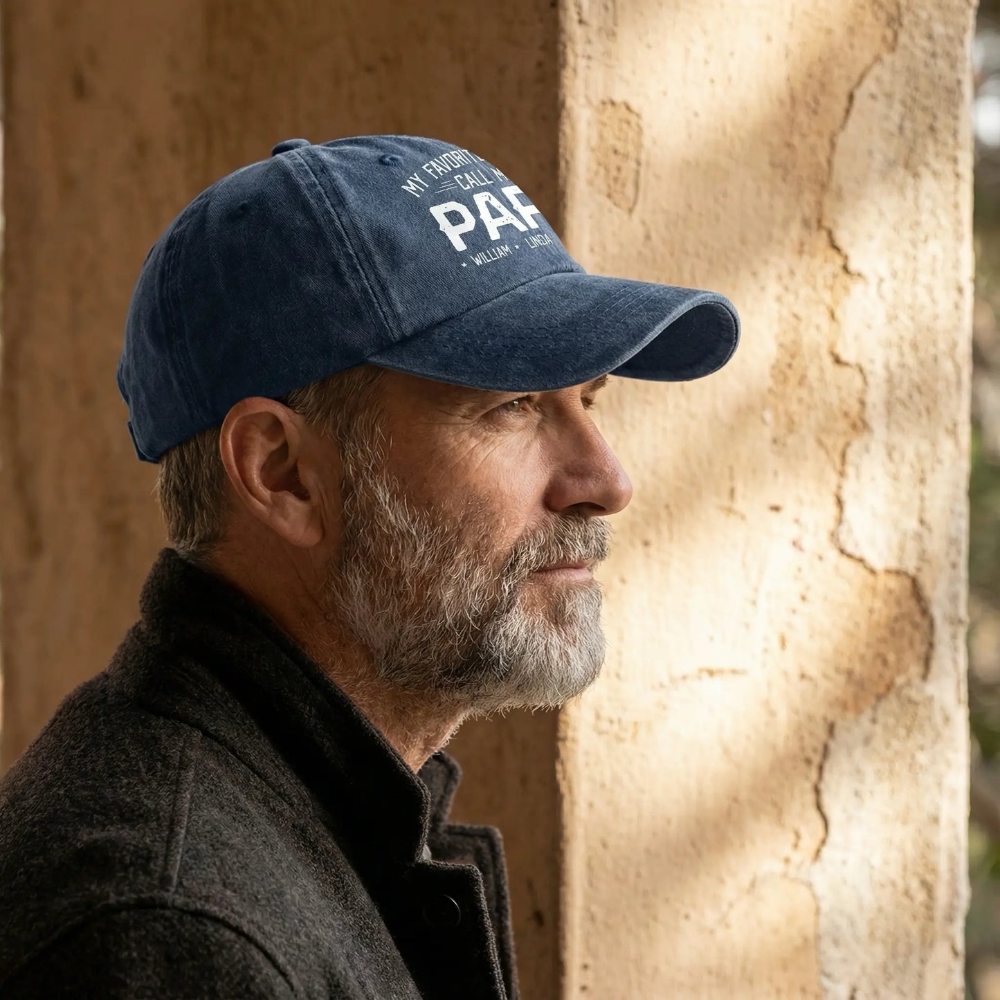 Personalized Washed Denim Cap - My Favorite People Call Me Dad
