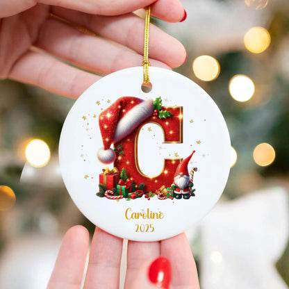 Customized Christmas Initial Ceramic Ornament for Family