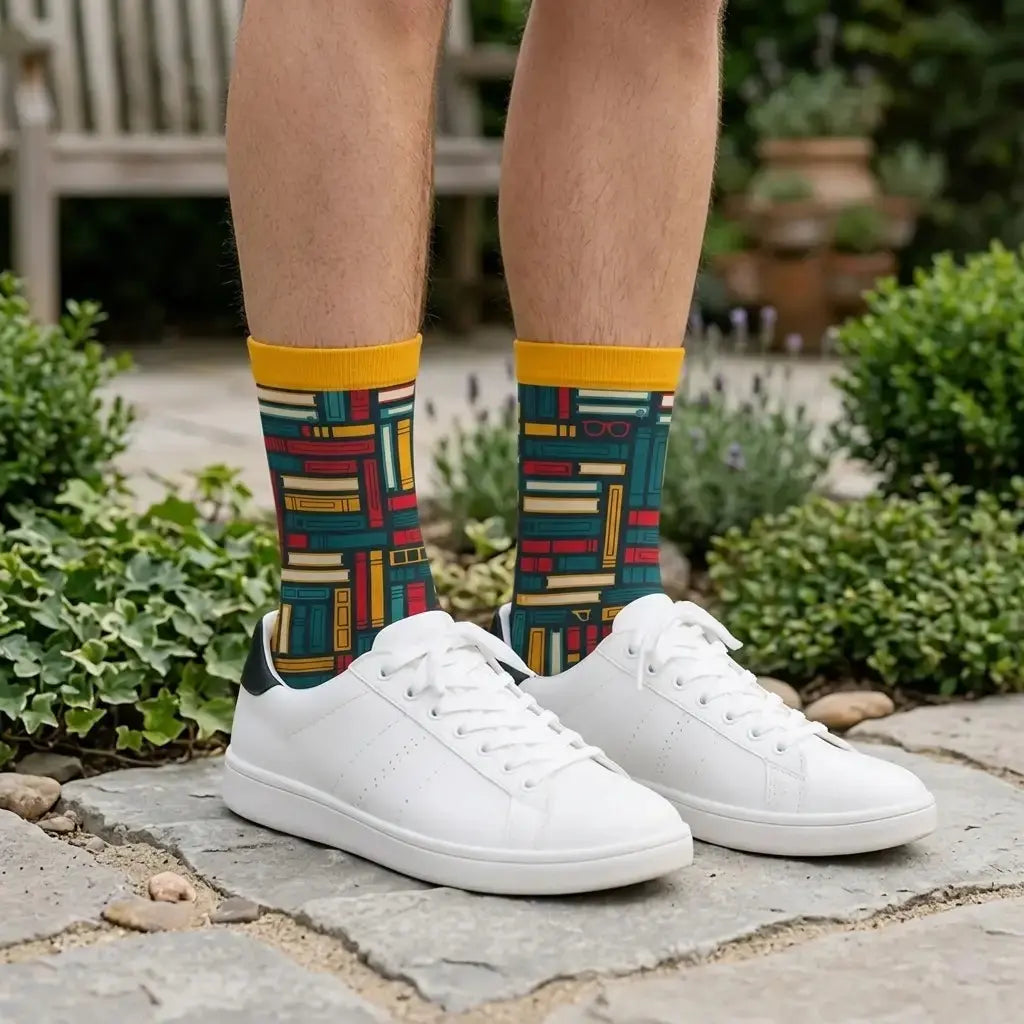 wearing cozy custom crew socks