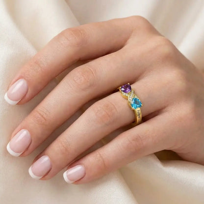 Personalized Birthstone & Name Infinity Ring For Couple