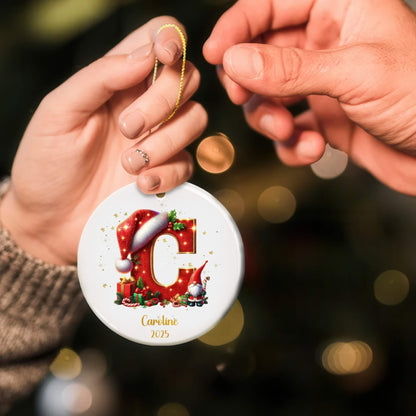 Customized Christmas Initial Ceramic Ornament for Family