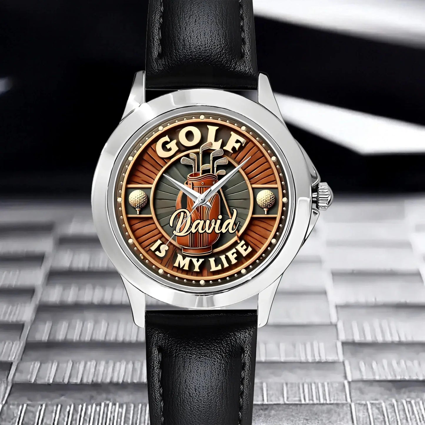 Personalized Golf Watch - Celebrate His Weekend Passion for custom golf gift - lifestyle product photo