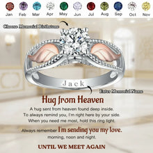 Personalized Hug From Heaven Memorial Angel Wings Ring
