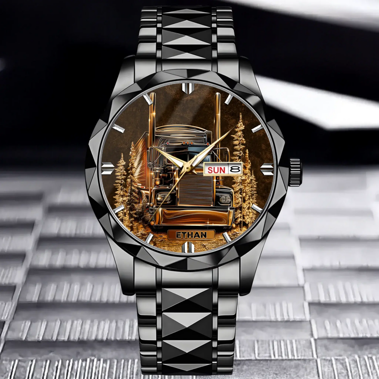 Best Truck Driver Custom Watch for gift for truck driver in black finish