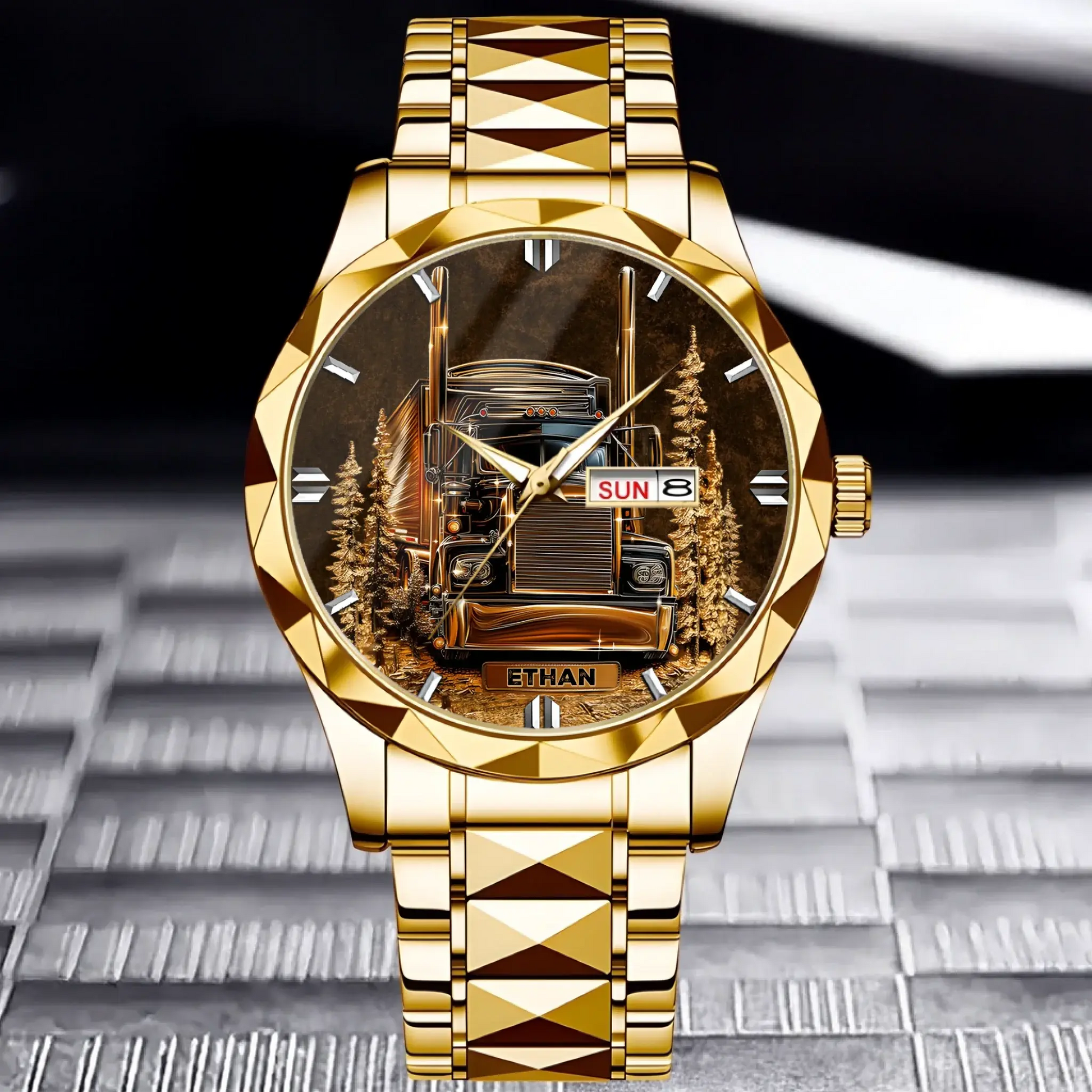 Best Truck Driver Custom Watch for gift for truck driver in gold finish