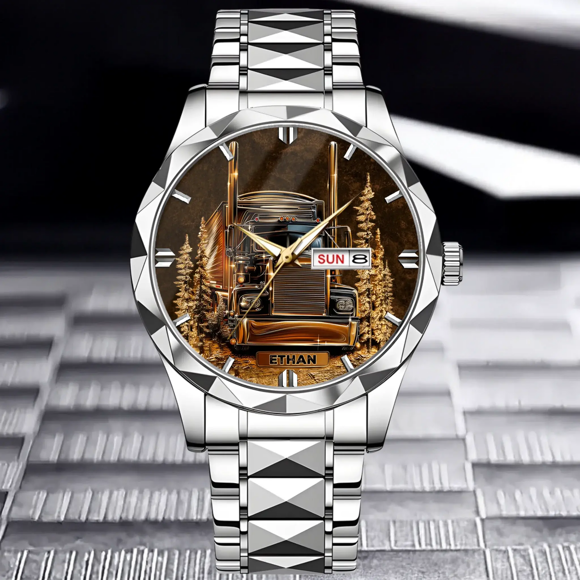 Best Truck Driver Custom Watch for gift for truck driver in silver finish
