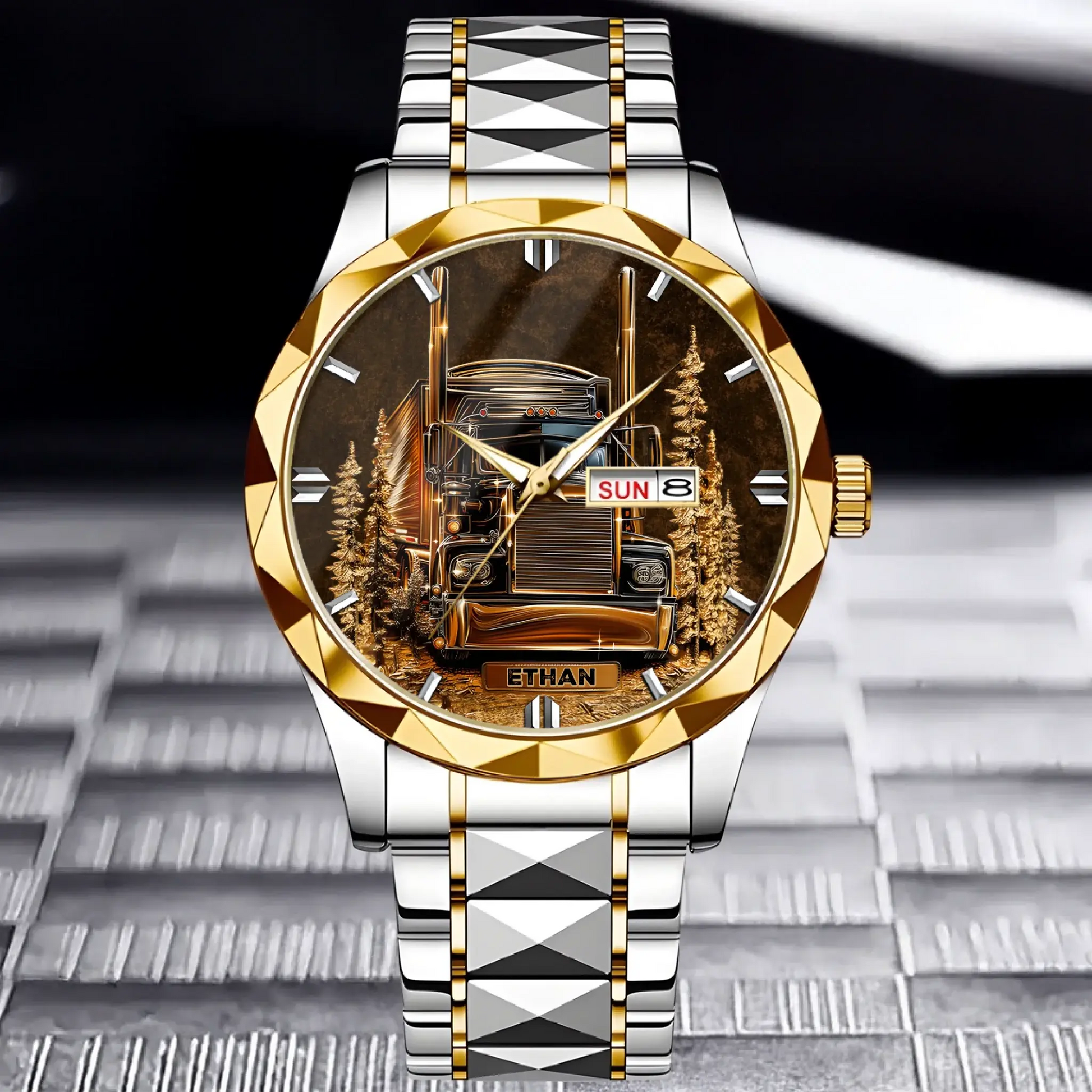 Best Truck Driver Custom Watch for gift for truck driver in silver gold finish