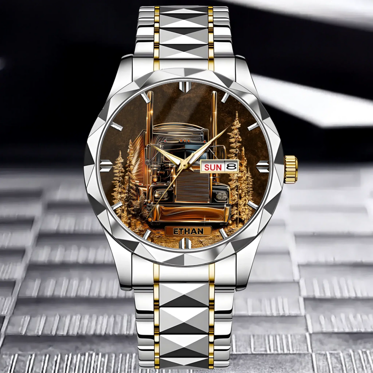Best Truck Driver Custom Watch for gift for truck driver with silver gold chain option