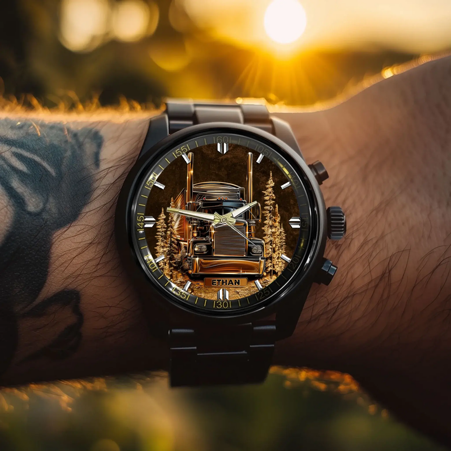 Best Truck Driver Custom Watch for gift for truck driver - close-up detail view