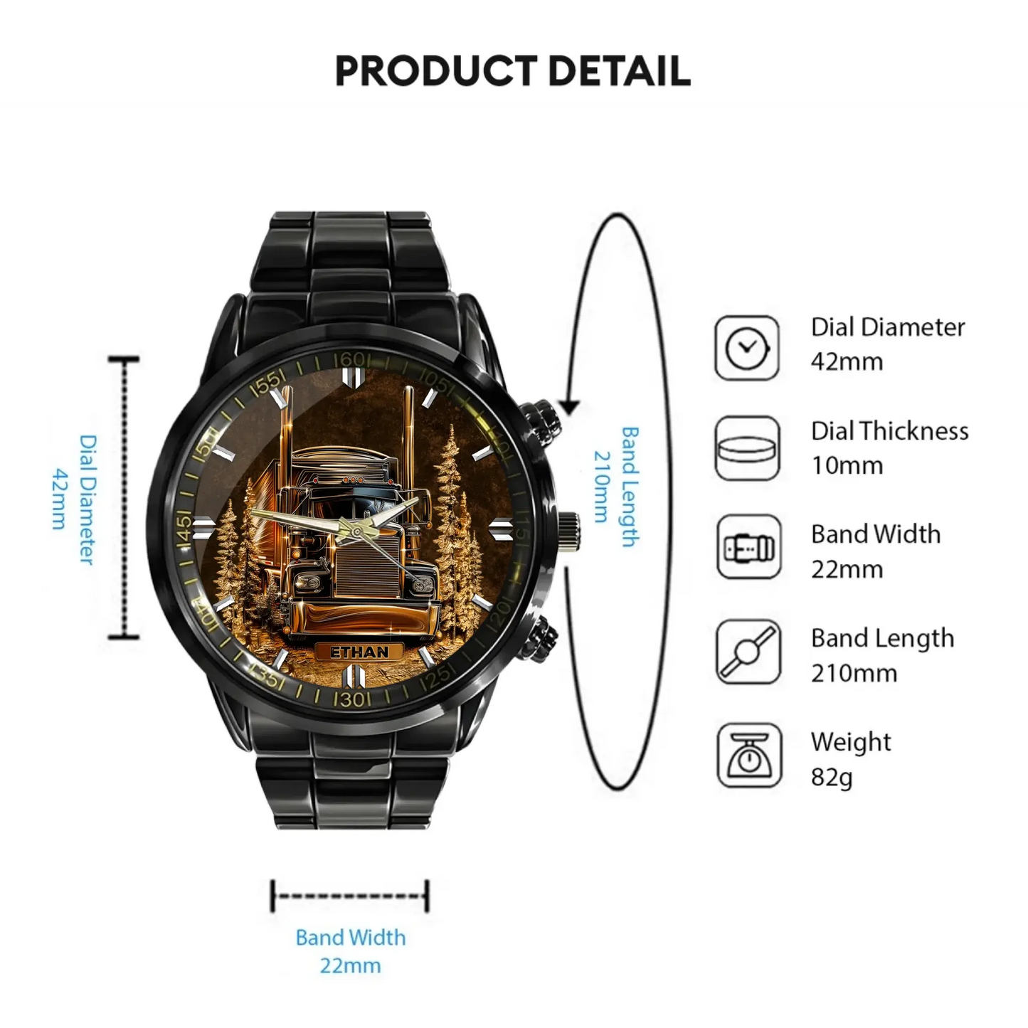Best Truck Driver Custom Watch for gift for truck driver - gift-ready product view