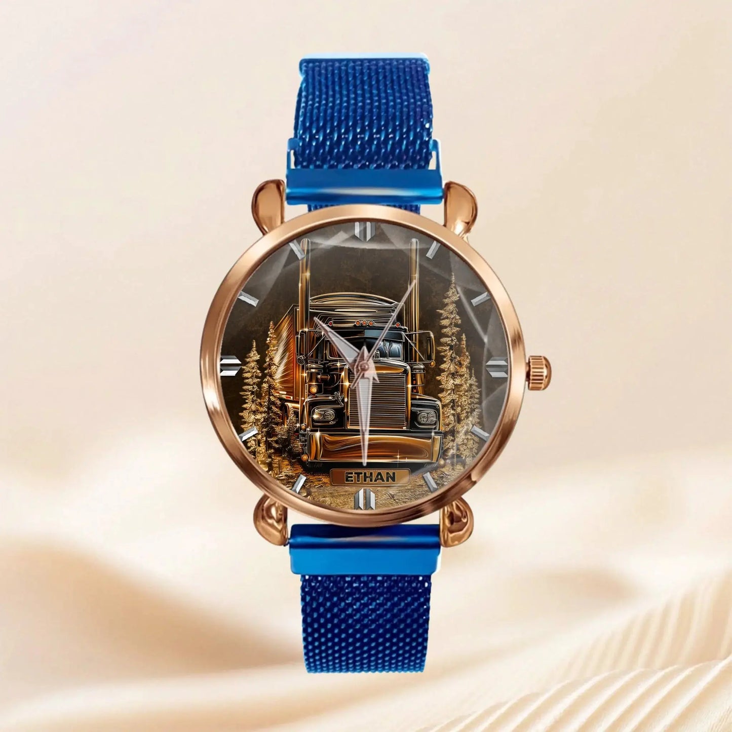 Best Truck Driver Custom Watch for gift for truck driver in blue finish