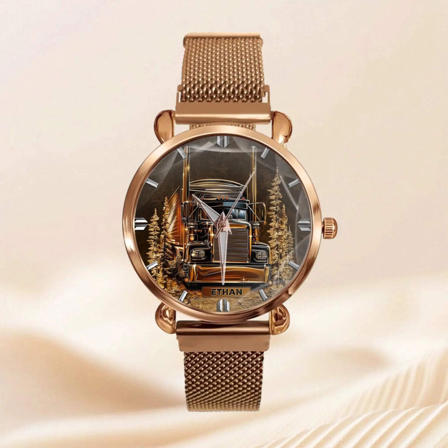 Best Truck Driver Custom Watch for gift for truck driver in yellow finish