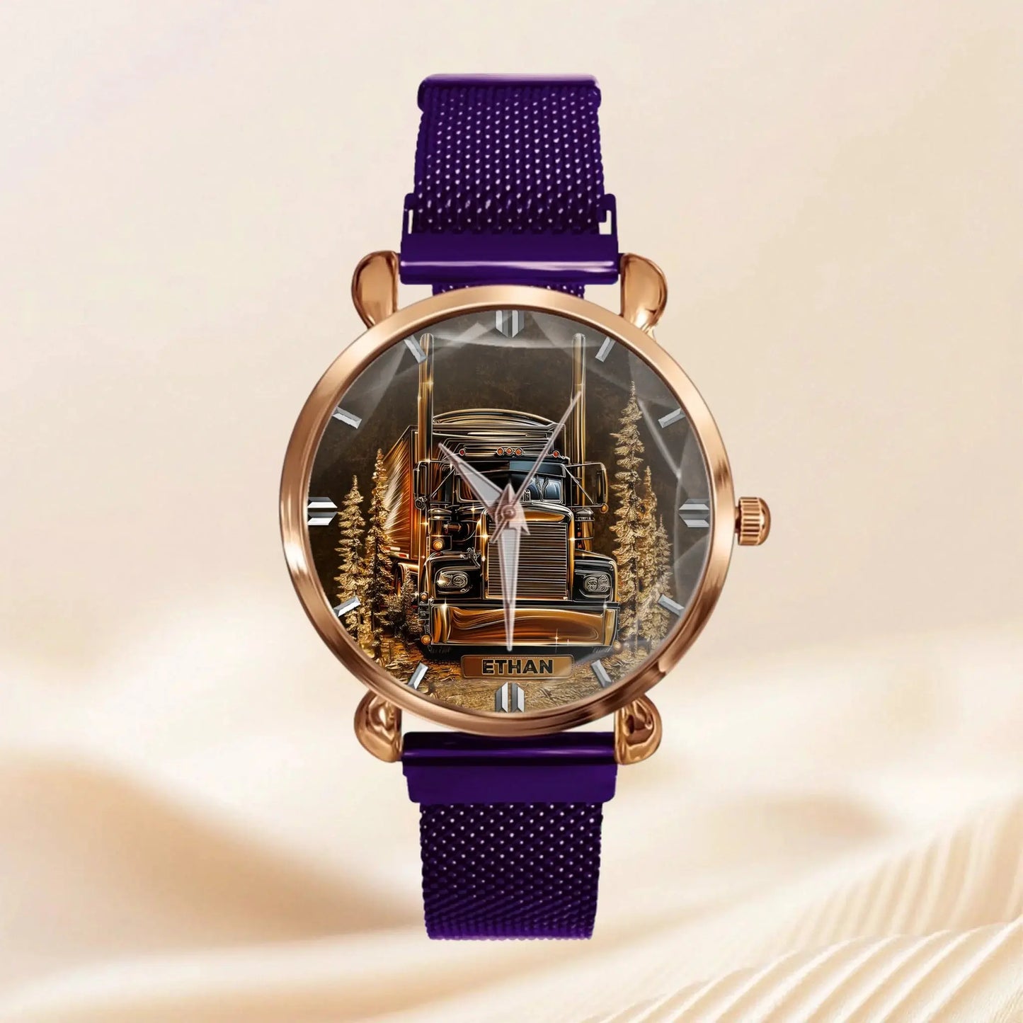 Best Truck Driver Custom Watch for gift for truck driver in purple finish