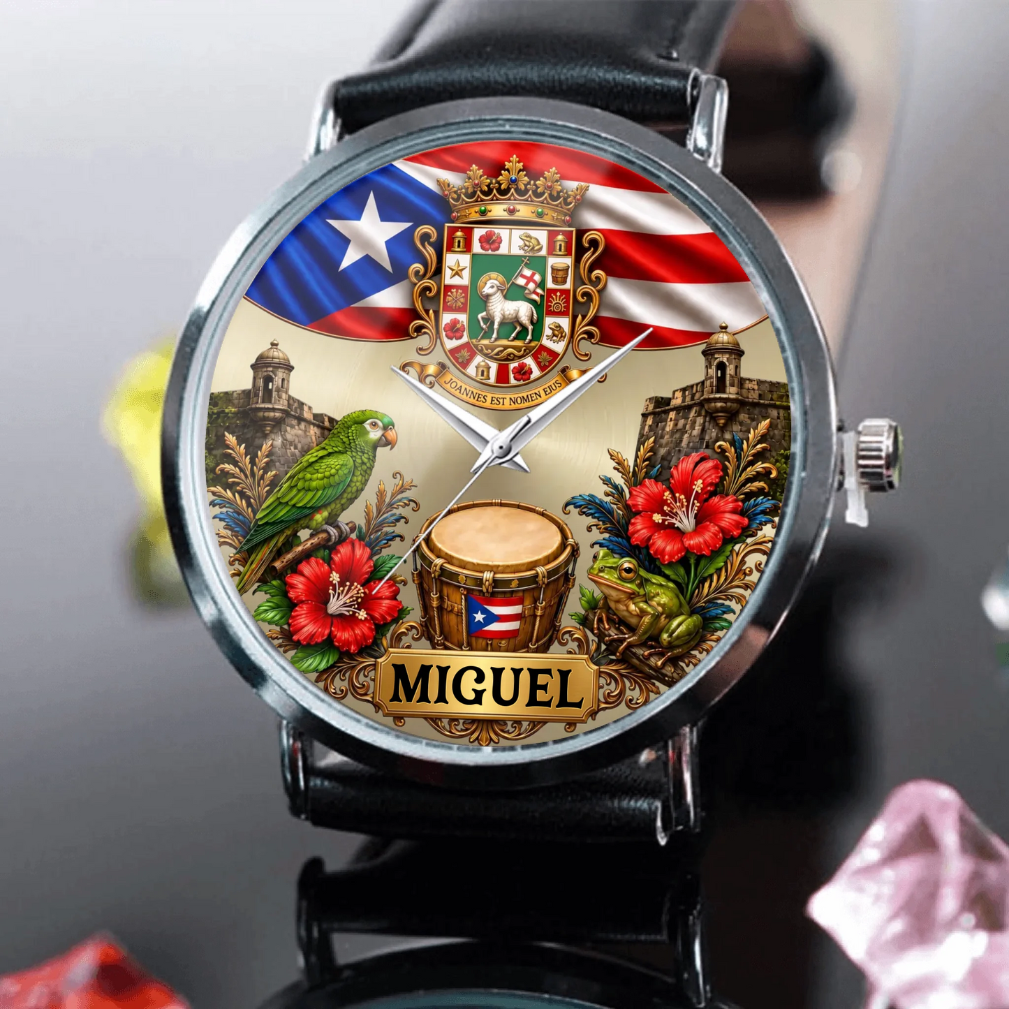 Puerto Rican pride heritage watch gift with personalized name
