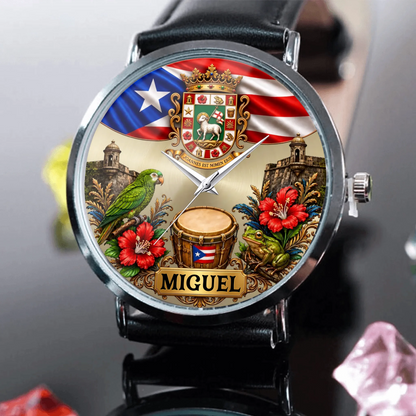 Puerto Rican pride heritage watch gift with personalized name
