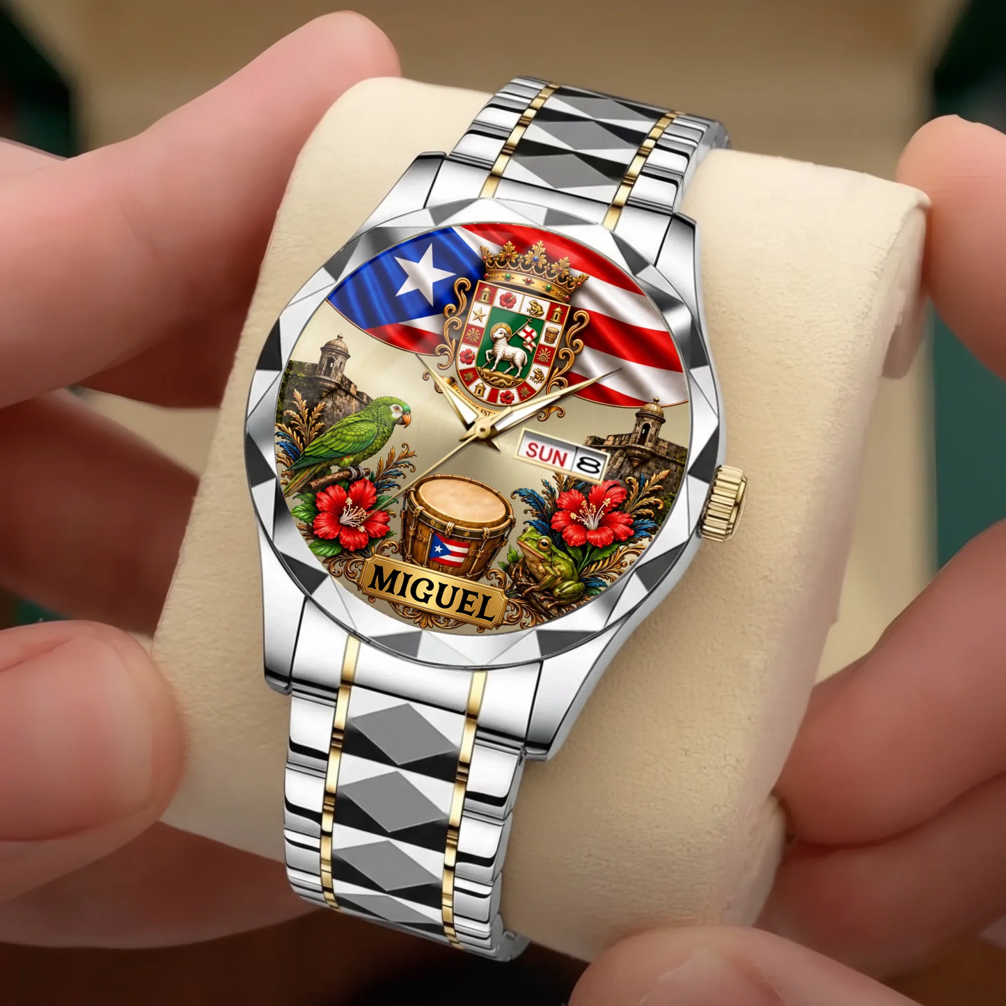 Puerto Rican coat of arms personalized watch design preview