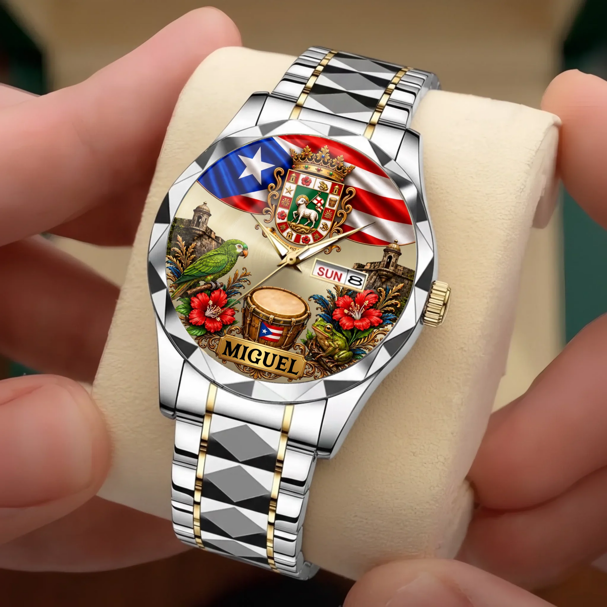 Puerto Rican coat of arms personalized watch design preview